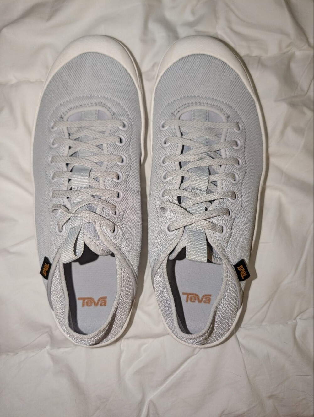 Teva Women's 9.5 Lightweight Lace-Up Sneakers Light Gray Slide Casual Comfort